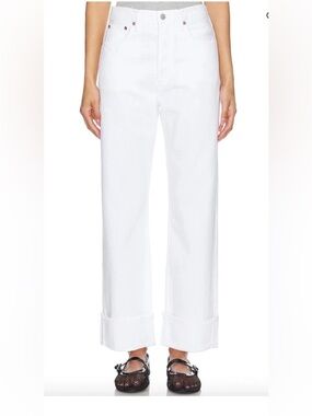 Agolde Fran Low Slung Easy Straight Jeans In Milkshake White Size 25